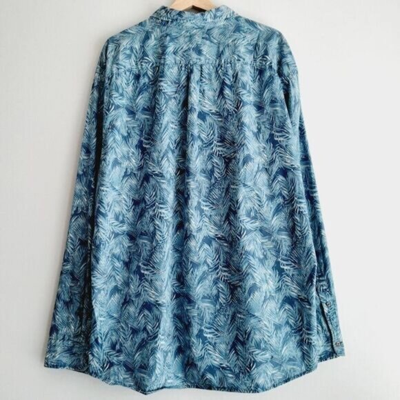 GAP 100% Cotton Classic Fit Button Down Shirt Tropical Print Blue Men's Sz XXL - Picture 8 of 13